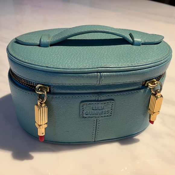 Lulu Guiness Leather Accessory Bag with Lipstick Zipper Pulls - Picture 3 of 7